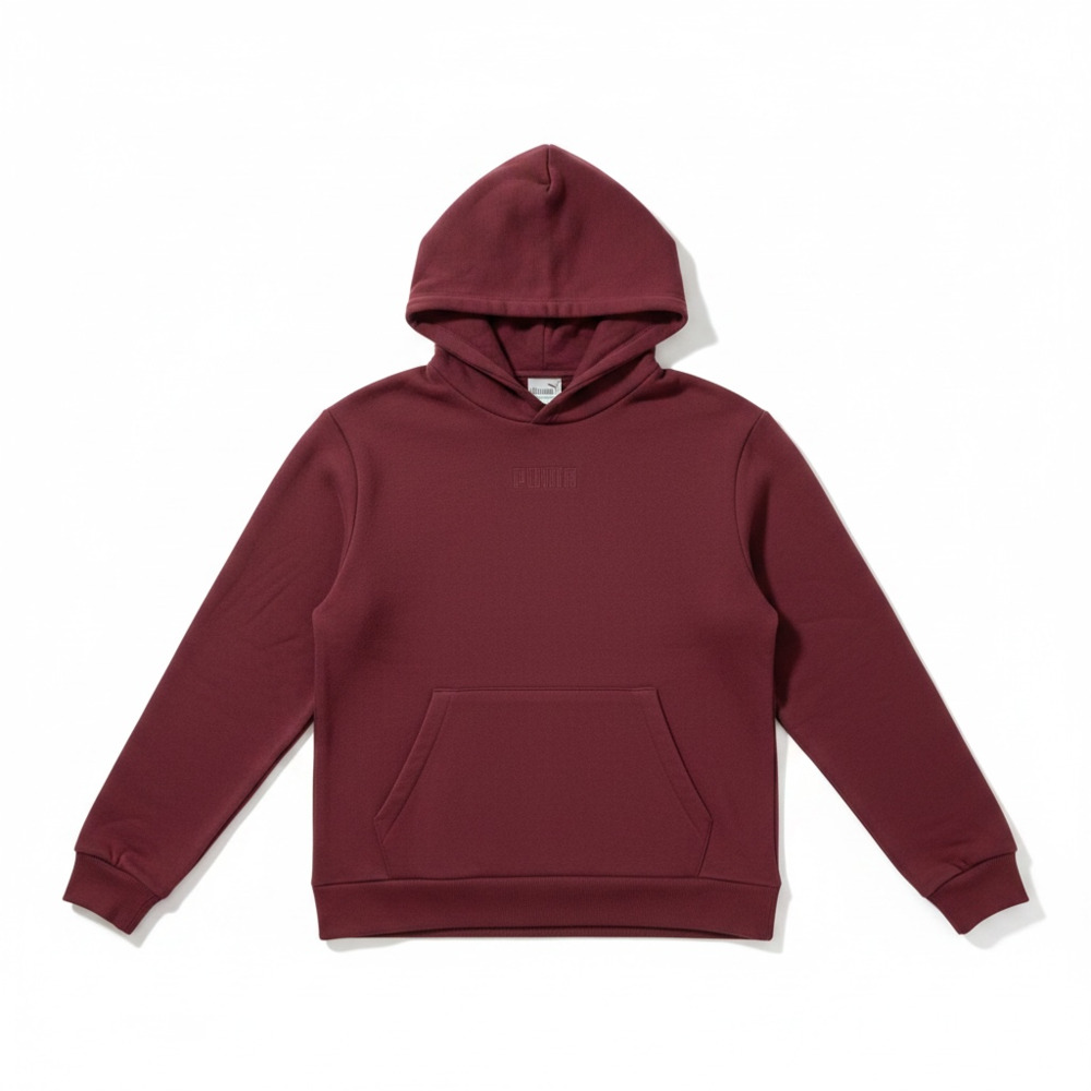 Puma Burgundy Embroidered Logo Pullover Hoodie
